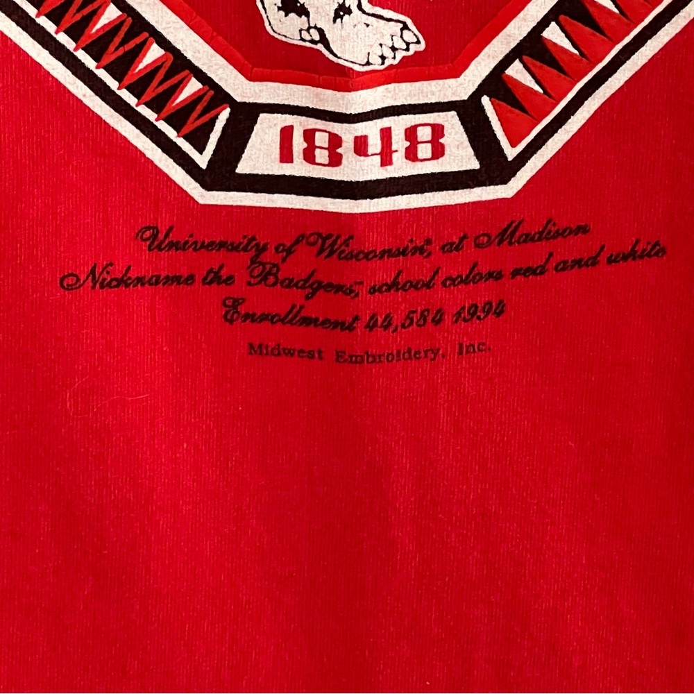 Vintage 90s Midwest Embroidery Wisconsin Badgers Bucky Shirt Large Single Stitch - Picture 3 of 13